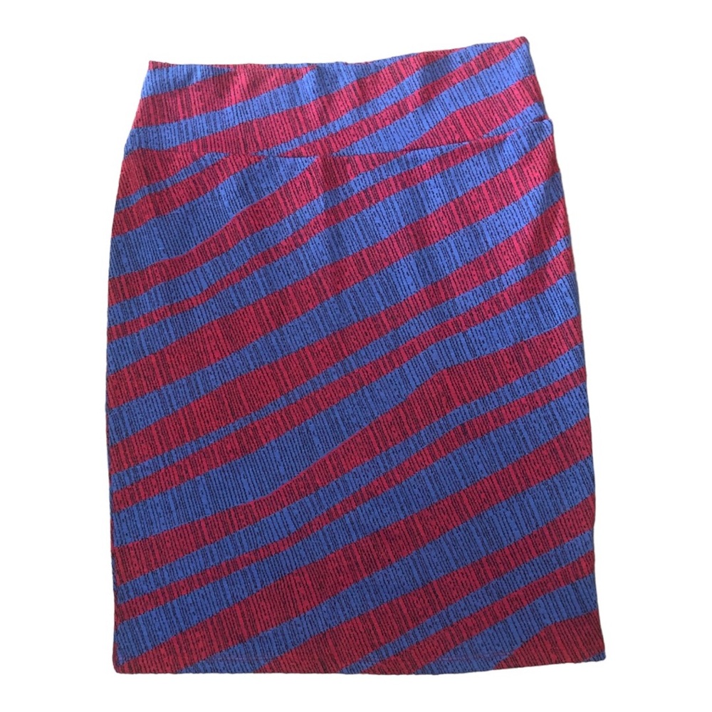 LULAROE stretch indigo and red Cassie stretch skirt